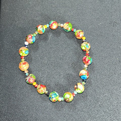 Handmade Stretchy Bracelet Jasper Stone Multi Color Size Glass Beads