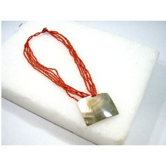 Glass Beaded Boho style Casual Necklace with Genuine Shell Pendant 16-18 inch