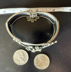 Taxco Mexico 925 Silver Headdress Bracelet Eagle Stamp/Signed P Luco 7″