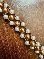 Handmade Beaded Loop Closure Bracelet Brown Beige Beads Artisan Jewelry