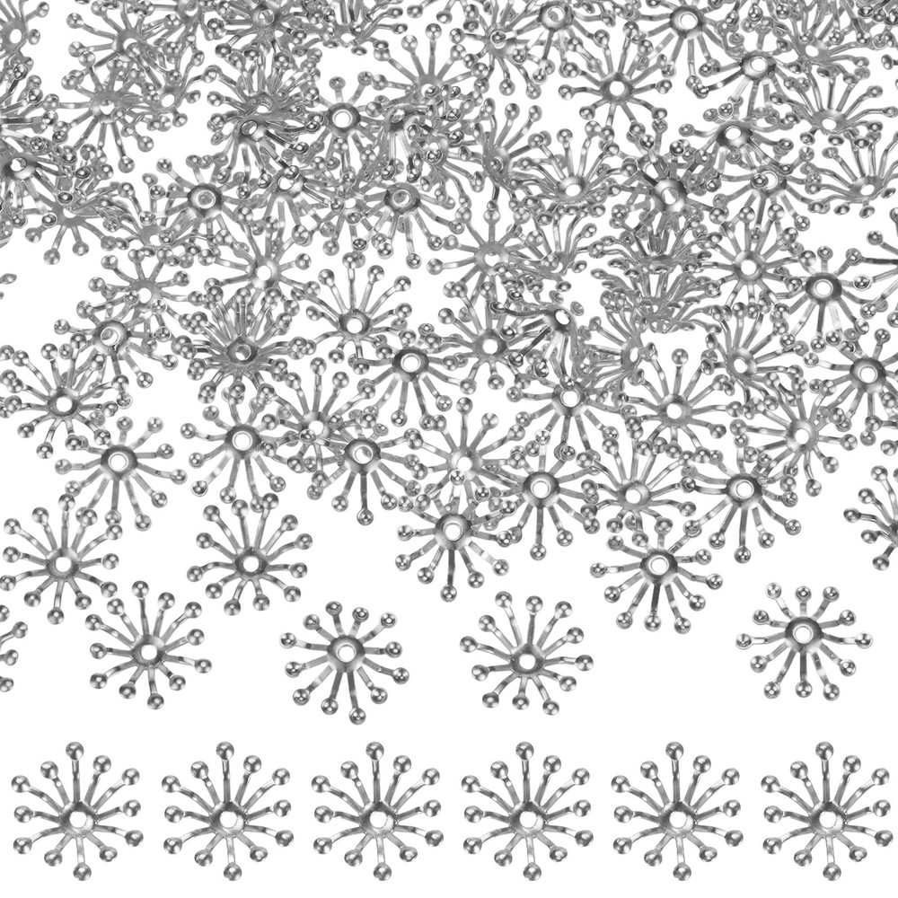 50-Pack 13mm x 3.5mm ( W x H ) Bead End Caps Flower Stamen [White]