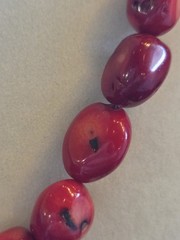 Vintage Barse Chunky Red Bamboo Coral Double Strand Necklace and Earrings Set