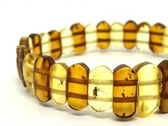 AMBER BRACELET 2 INSECTS Gift Natural BALTIC AMBER Beads Insect 9,3g 17045