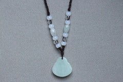 Cert’d Natural Light green A Jadeite jade Hand-Carved Maitreya Buddha Pendant