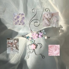 Handmade Bowii Bunny Arm Cuff Silver Wire Wrap Coquette Fairy Pastel Armband
