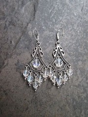 Aurora Borealis Boho Chic Chandelier Earrings with Sterling Silver lever backs