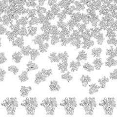 100-Pack 6.5mm x 6.8mm ( W x H ) Flower Stamen Alloy for Crafts [Silver]
