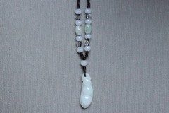 Cert’d Natural White A Jadeite jade Hand-Carved Green beans Pendant