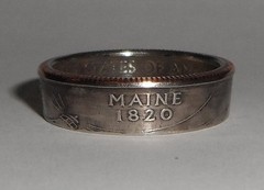 «Sealed» MAINE US STATE QUARTER handcrafted coin ring or pendant size 4-14
