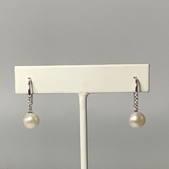 Designer Sterling Silver Pearl Earrings 1” Stamped 925 FD