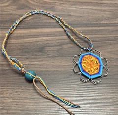 Handcrafted Retro Threaded Geometric Pendant Braided Leather Cord Necklace