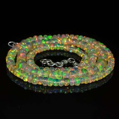 AAA+ 5-7mm 100% Natural Ethiopian Welo Fire Opal Smooth Beads Gemstone Necklace