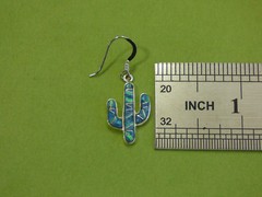 Saguaro Cactus Sterling Silver Denim Lapis Opal Stone Inlay Pair of Earrings L