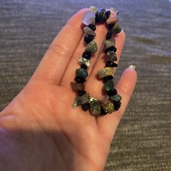 Agate and obsidian handmade Stretch Bracelet 7 in