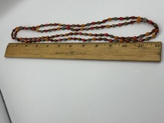 Vintage Orange Red Green Brown Beaded Hand Strung Necklace