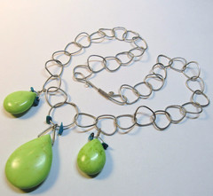 Artisan OOAK SOLID STERLING SILVER Green Turquoise Stone Pendant Necklace