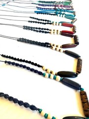 Unisex Macrame Natural Beads Adjustable Necklace/ Tagua Jewelry /Hippie Jewelry,
