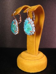 MARIANA EARRINGS SWAROVSKI CRYSTALS STATEMENT GREEN BLUE PEAR Rose Gold PL Gift
