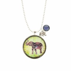 Silver Plated Necklace Large Gorgeous Elephant Sterling Glass MultiColoured
