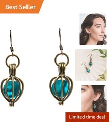 Antique Brass Dangle Earrings with Recycled Mason Jar Glass – Unique Jewelry