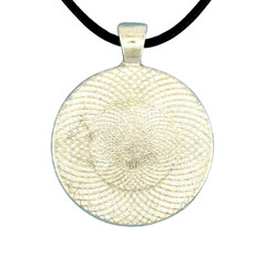 Pendant Necklace Handmade «Alaska Waters» Silver Bezel 30mm Black Cord