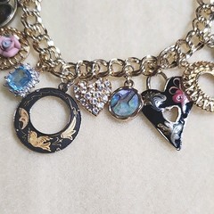 Handmade Gold Tone Cable Chain Charm Bracelet Heart Toggle Dangle Vtg Charms