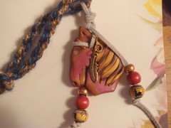 #736 Handmade A Polymer Clay Horse Head Decoration with Crystals.