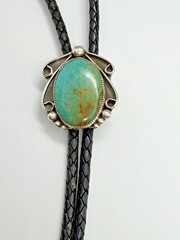 Sterling Silver Scarf Slide Bolo Slide Royston Turquoise Southwestern Style
