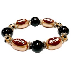Game Day Football Bracelet Jewelry Gold Black Football Team Color Handmade