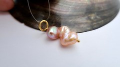 EXOTIC FRESHWATER METALLIC APRICOT IRIDESCENT RAINBOW AAA KESHI PEARL PENDANT