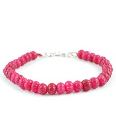 ELEGANT 105.00 CTS EARTH MINED RED RUBY ROUND SHAPED CARVED BEADS BRACELET (DG)