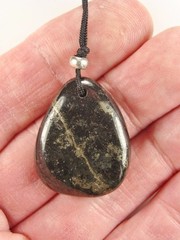 1.2″/31mm Healer’s Gold (Pyrite/Magnetite) CORDED freeform Pendant #421