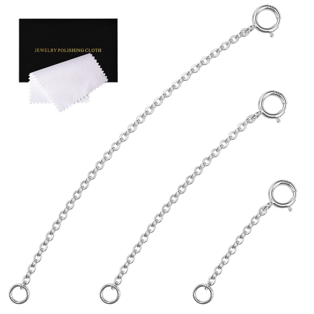 VANBARIS 3 Pcs 925 Sterling Silver Necklace Extender 1 2 3 inch,