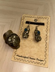 Native Design From Peru – Hematite Earrings And Adjustable Ring
