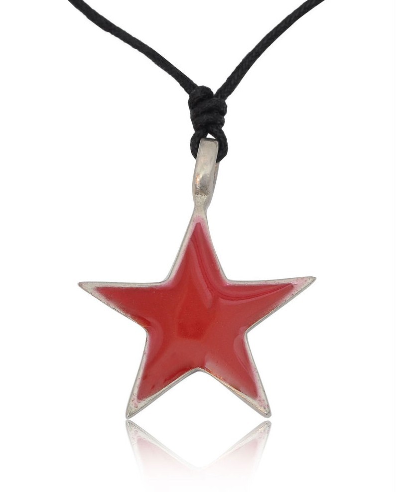 Communist Red Star Silver Pewter Charm Necklace Pendant Jewelry