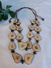 Handcrafted Tagua and ACAI Seeds Organic Necklace, Boutique, IVORY, Ecuador