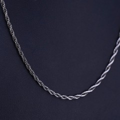 18” 3mm, vintage Italian Sterling 925 silver Singapore rope chain necklace