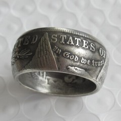 Handmade Crafted Rare Ring with Morgan Dollar Silver Plated Size 8-16