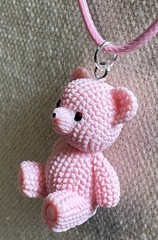 Adorable Pink Teddy Bear Pendant On Cord Necklace By 927 Designs