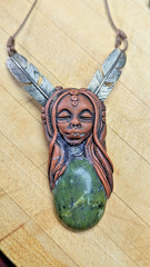 Lot 2 Handmade Polymer Clay Goddess Necklaces – Signed Artist OOAK – Goddess