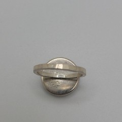 Artisan made green stamp ring silver. Size 5