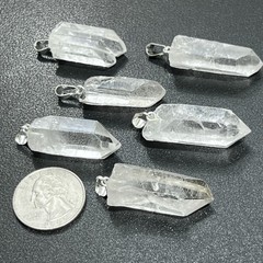 Raw Quartz Crystal Pendant Large Rough Clear Point Necklace Charm