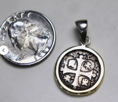 Urca de Lima SPAIN COLONIAL PIRATE COIN solid .925 STERLING SILVER Pendant 26mm