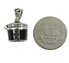 Solid 925 Sterling Silver Black Onyx Inlay Cremation Ash Urn Funerary Pendant