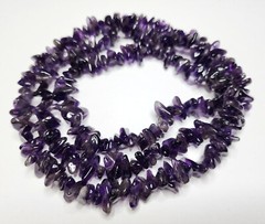Long Dark Purple Genuine Amethyst Chip Necklace Natural Gemstone Beads 34″