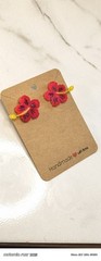 Flor de Maga Puerto Rico Flower Red Hibiscus Stud Earrings Woman Jewelry