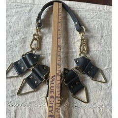 MOKHAM Leather statement Necklace rock Concert Gothic Black Gold Metal RARE Goth