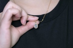 Halo Diamond Tsavorite Australian Black Opal Pendant ONLY 18k Yellow Gold