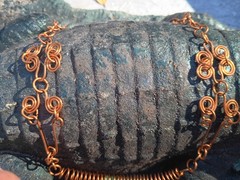 Handmade Copper Wire Necklace With Green Aventurnine Beads 4mm