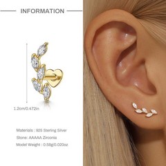 Opal Nap Earrings Helix Tragus Conch 925 Sterling Silver Flat Back Stud Earrings